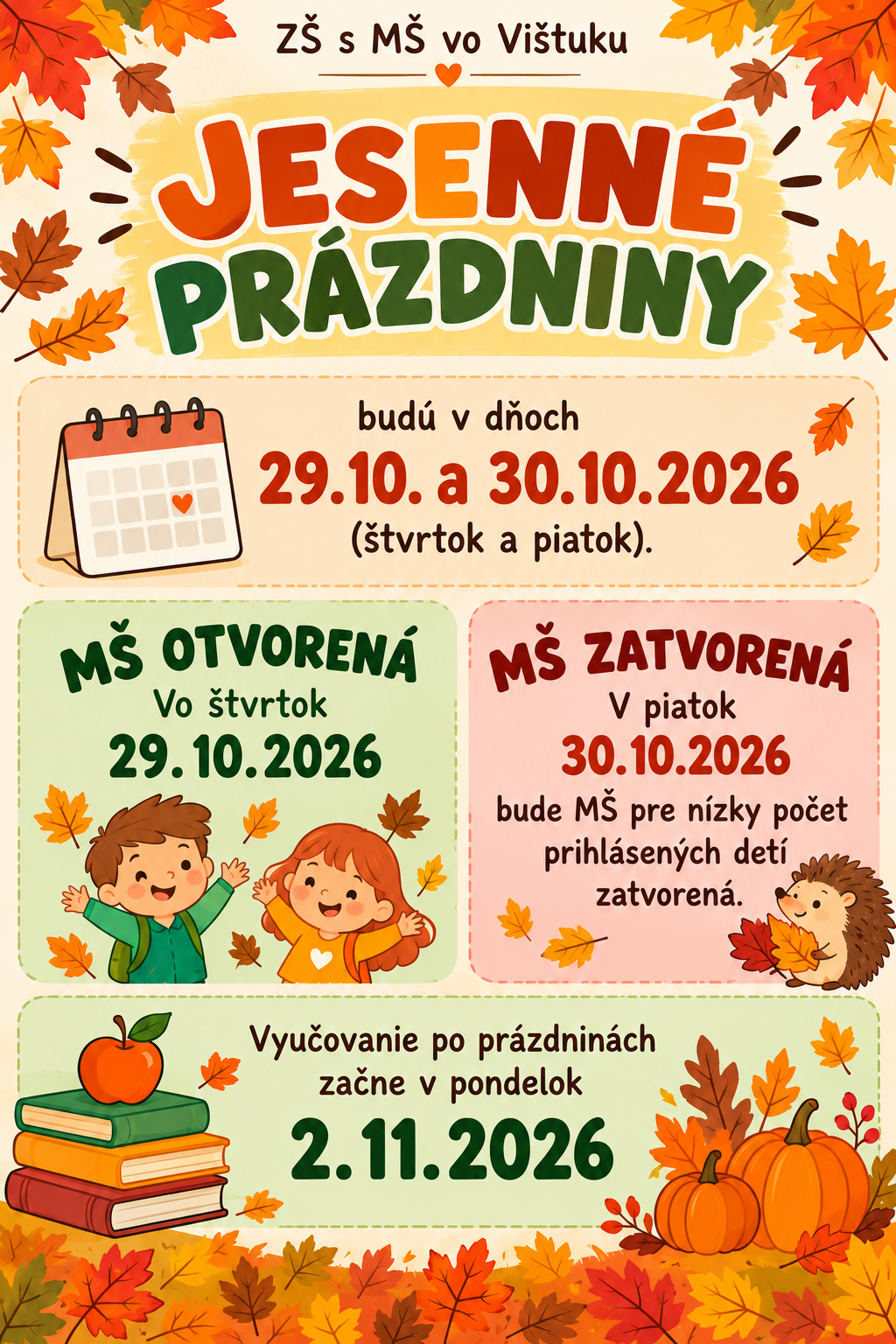 Jesenné prázdniny - Zobraziť obrázok 1