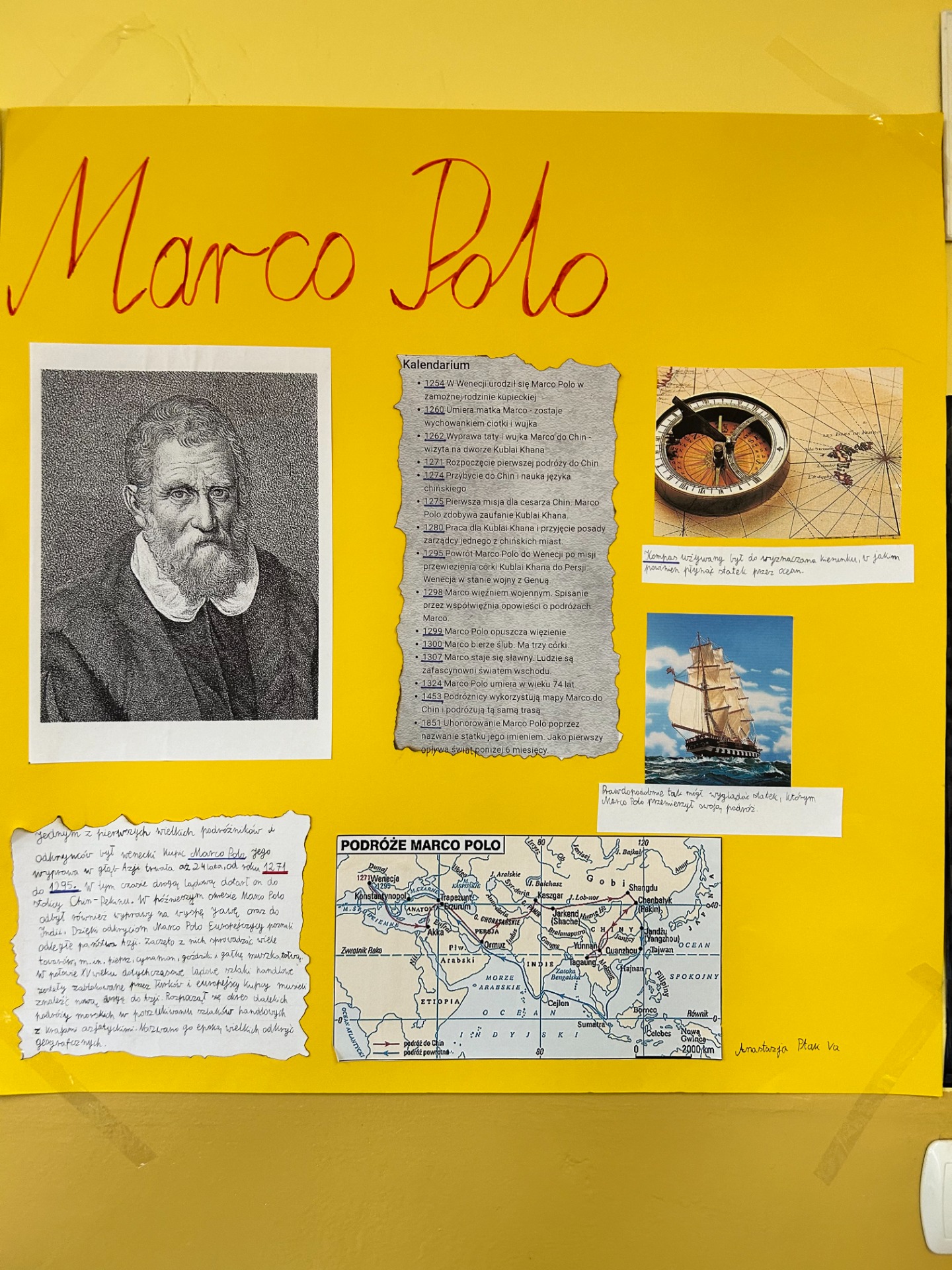 Projekt edukacyjny wykonany w grupach przez uczniów klasy V A. Projekt z przedmiotu geografia - Wielcy Odkrywcy - Marco Polo. 