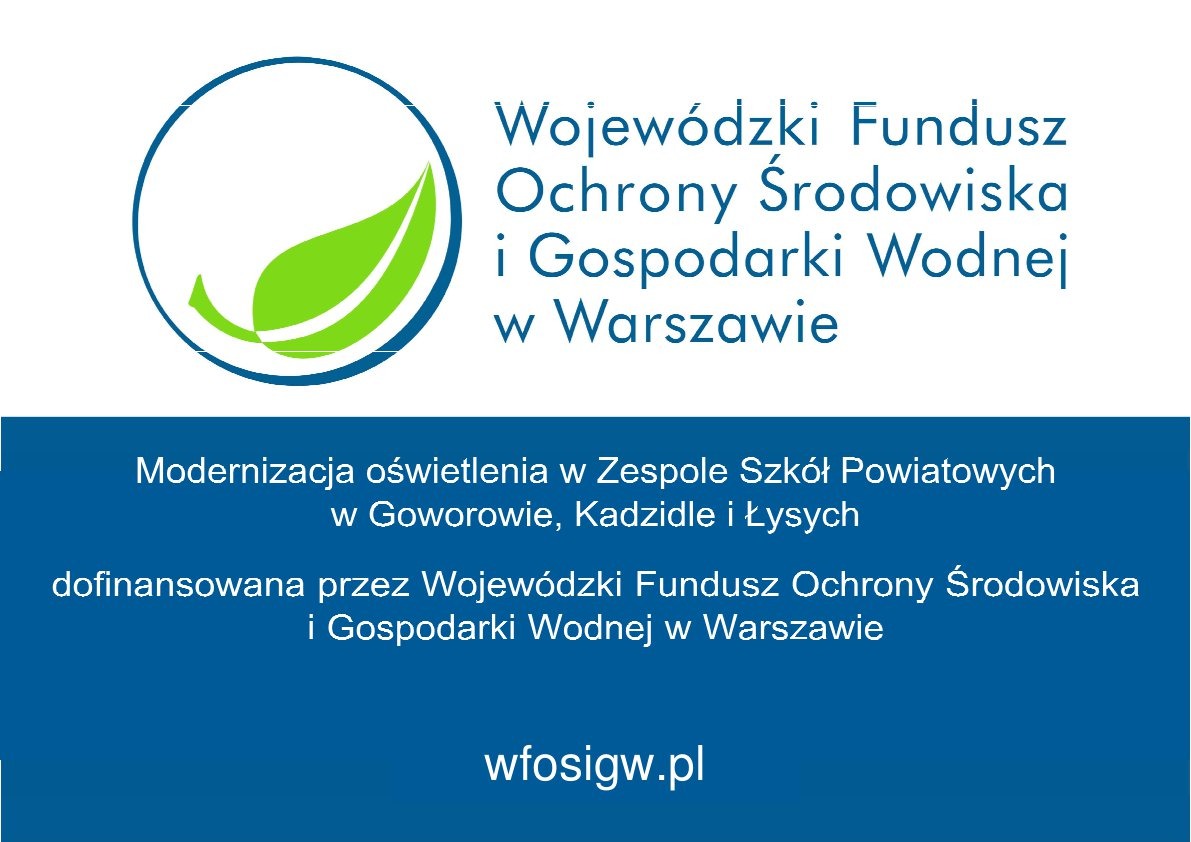  „Modernizacja oświetlenia w Zespole Szkół Powiatowych  w Goworowie, Kadzidle i Łysych”  - Obrazek 1