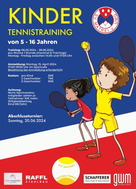 KINDER Tennistraining - Bild 1
