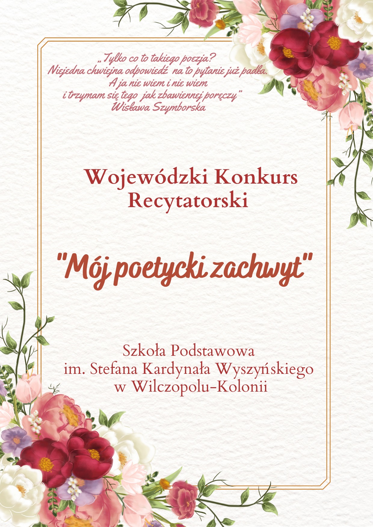 Wojewódzki Konkurs Recytatorski "Mój poetycki zachwyt" - Obrazek 1