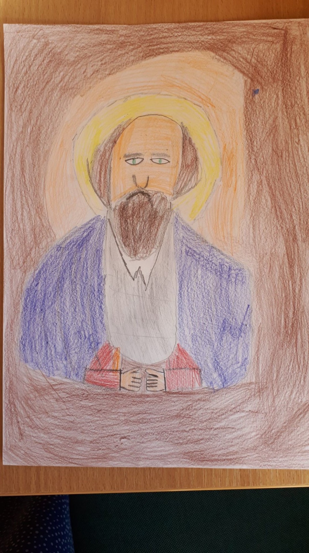 Portret św. Jana Kantego narysowany przez Julię Pająk