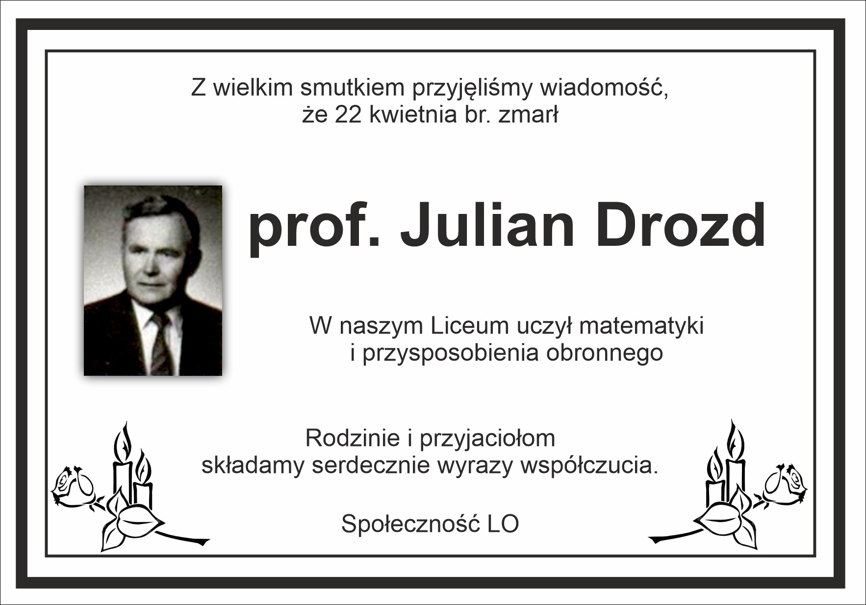 Zmarł prof. Julian Drozd - Obrazek 1