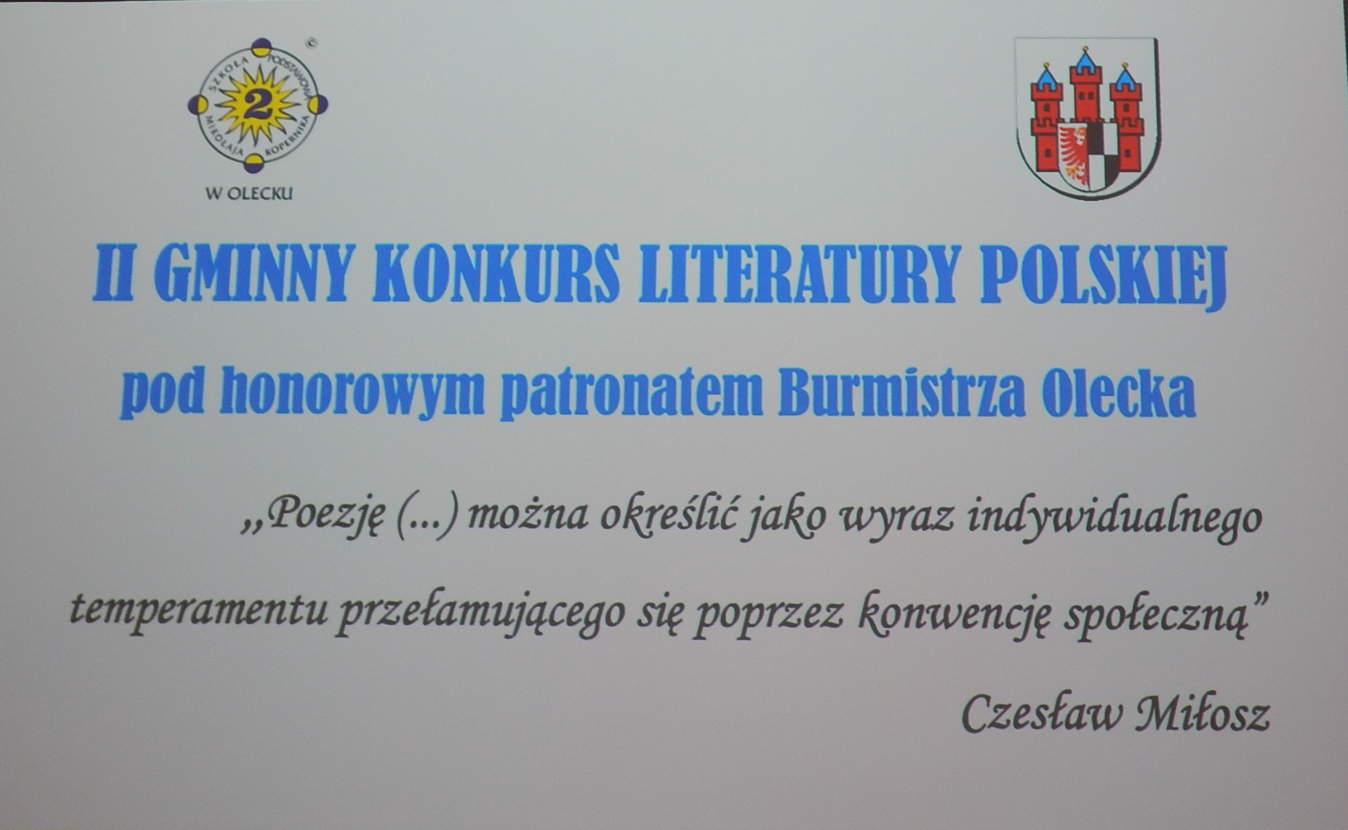 II Gminny Konkurs Literatury Polskiej pod honorowym patronatem Burmistrza Olecka - Obrazek 1