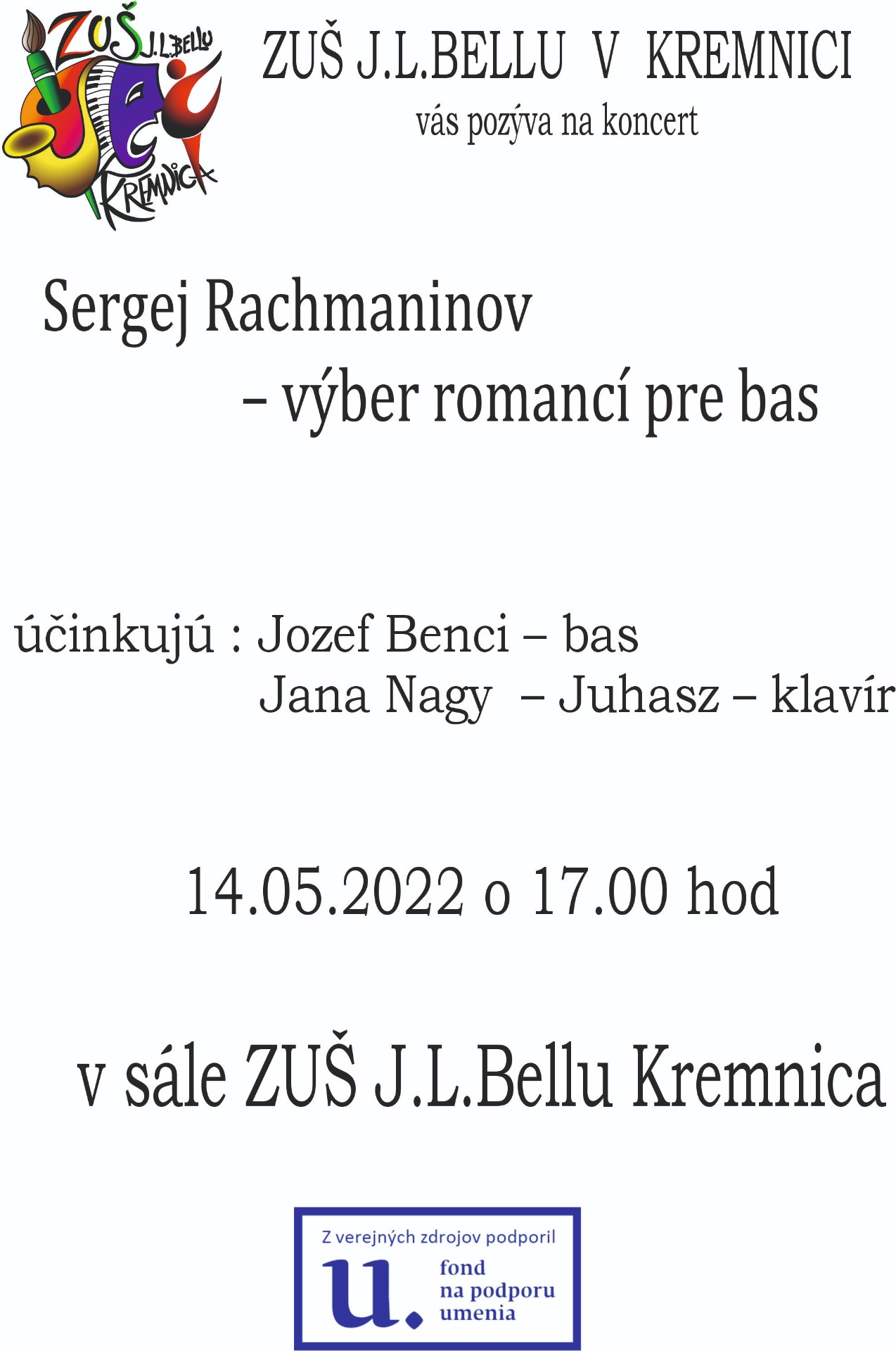 Koncert Jozef Benci 14.05.2022 o 17:00 v budove ZUŠ Kremnica - Obrázok 1