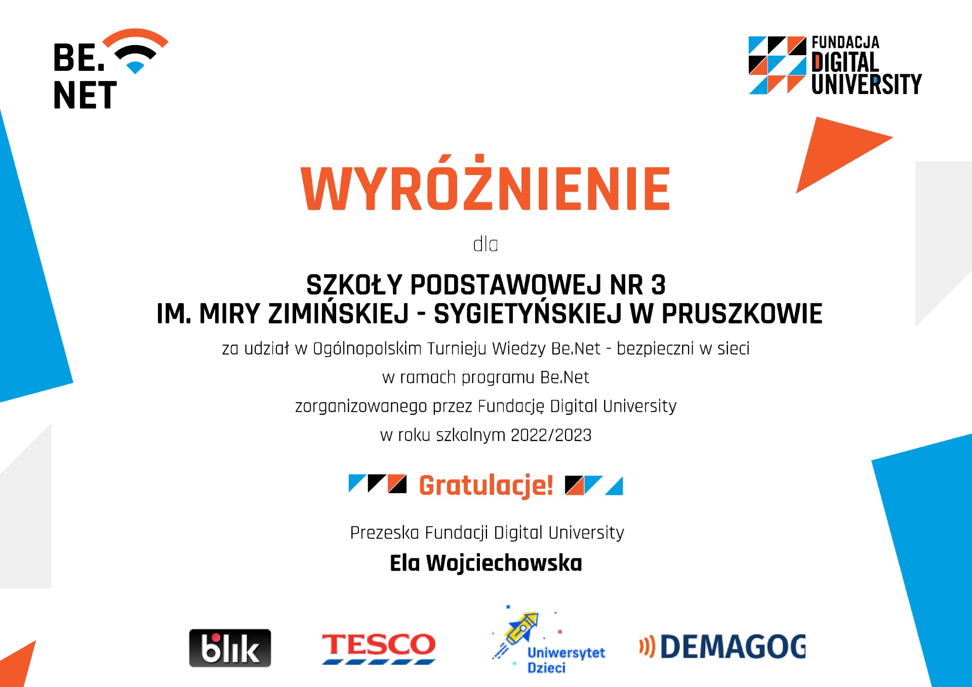 Ogólnopolski Turniej Wiedzy Be.Net - Obrazek 1