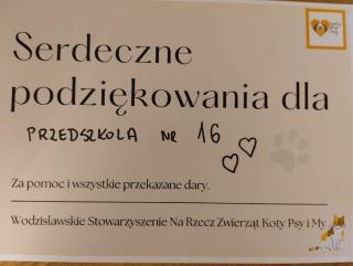 Podziękowanie za zbiórkę karmy dla zwierząt na rzecz schroniska dla zwierząt w Wodzisławiu Śl. - Obrazek 3