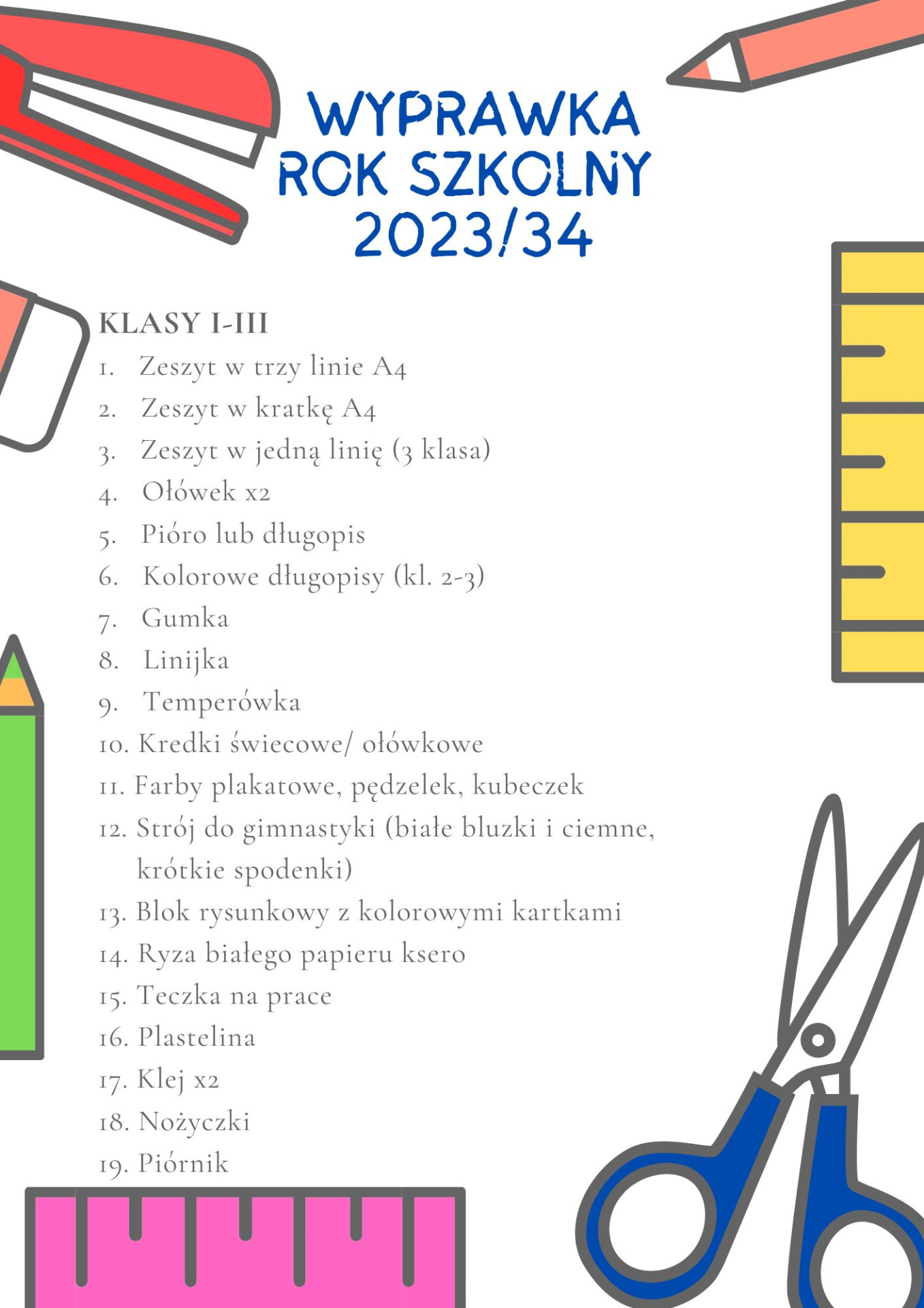 Wyprawka na rok szkolny 2023/24 - Obrazek 1
