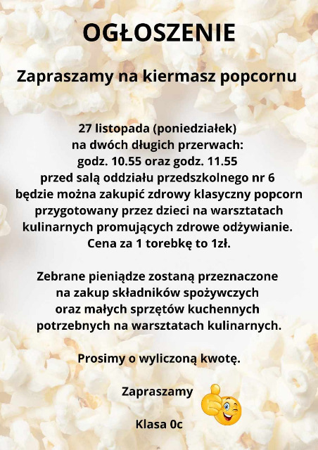 "Popcorn" - kiermasz - Obrazek 1