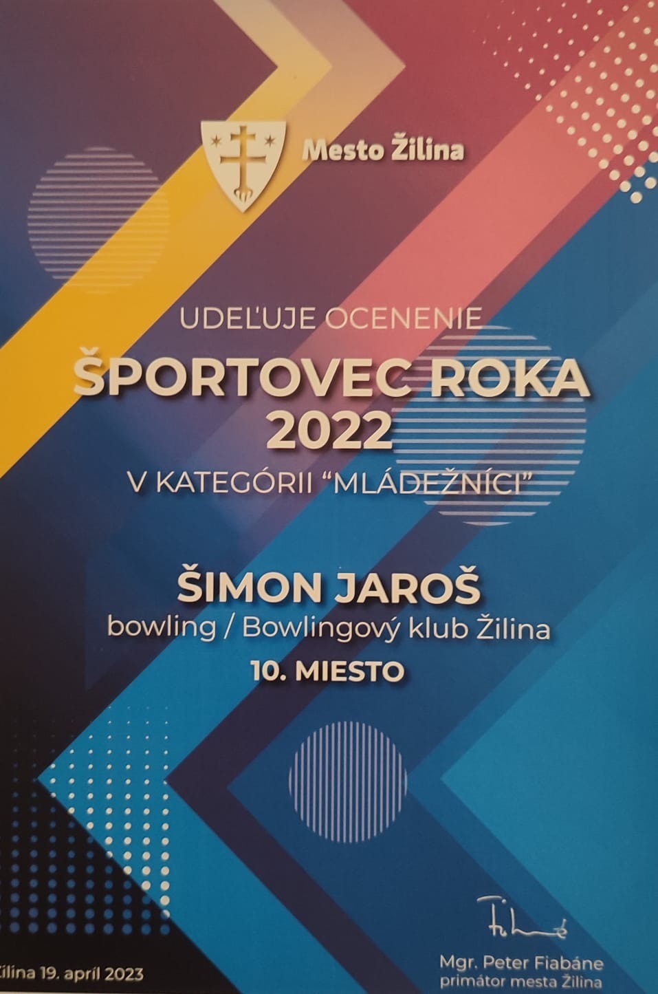 Šimon Jaroš ocenený v ankete športovec Žiliny - Obrázok 3